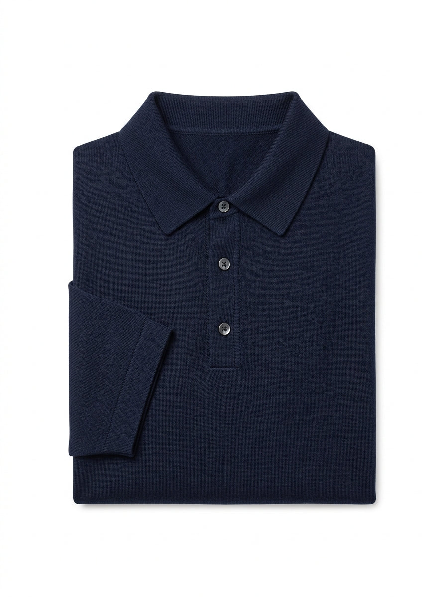 Merino Wool Long-Sleeve Polo